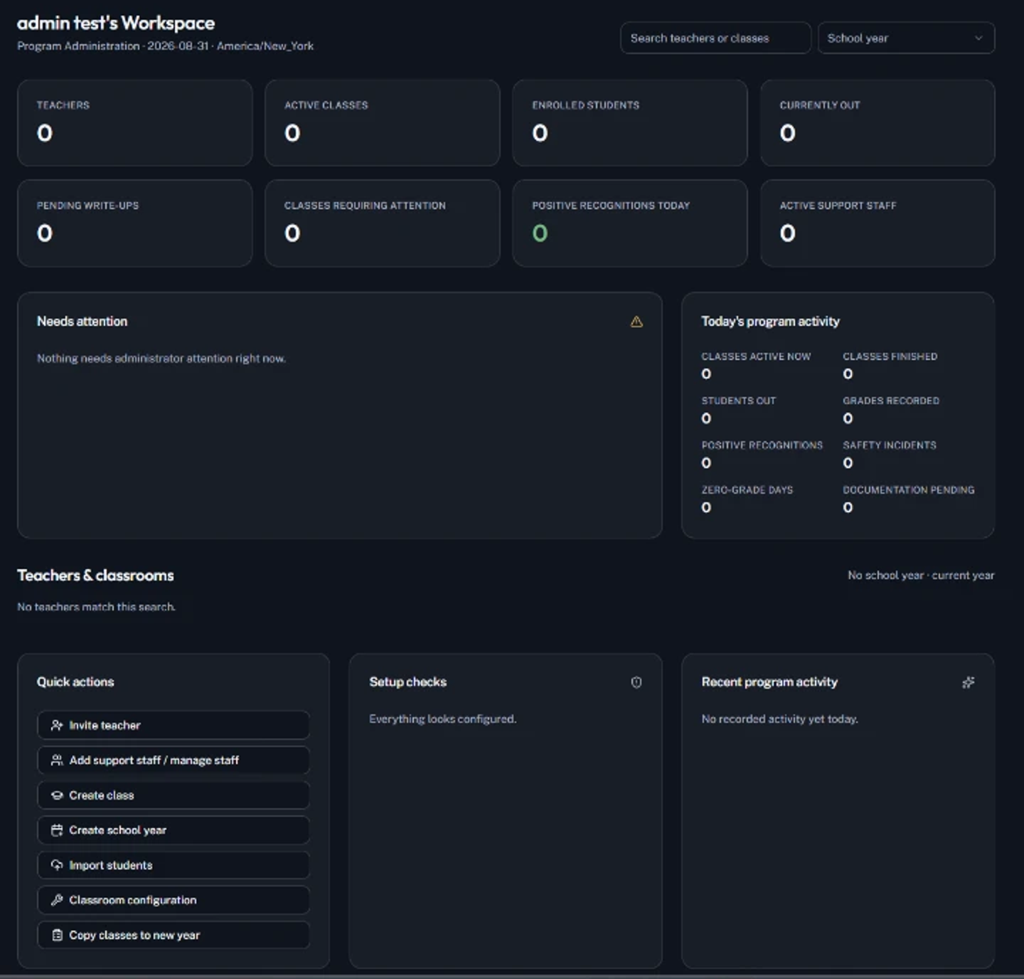Administrator dashboard (demo data)